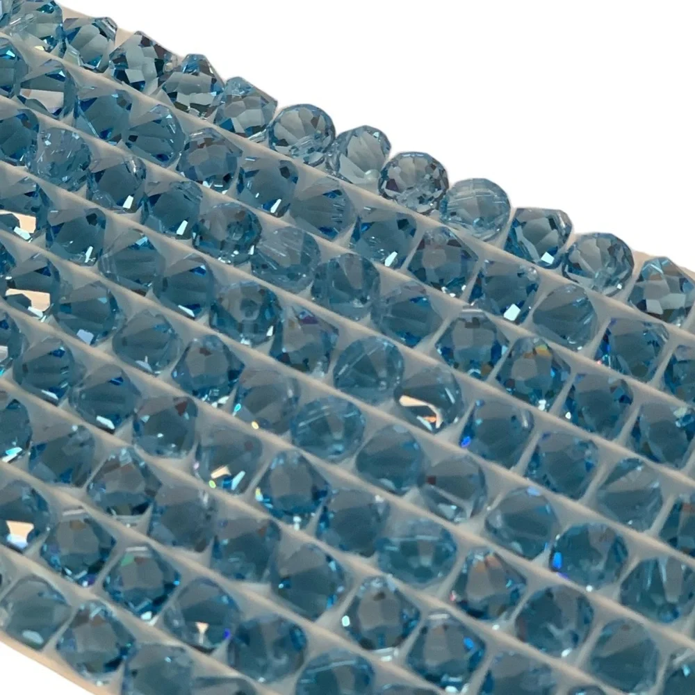 Swarovski Lot/24 8mm Aquamarine Bicone Faceted Crystals - Made in Austria